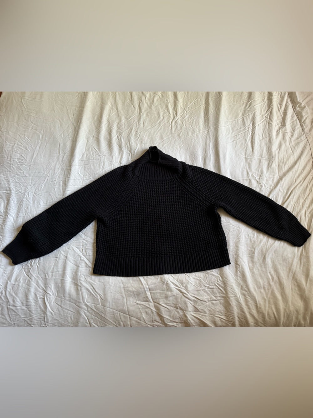 American Eagle Outfitters Black Off-the-Shoulder Chunky Knit Sweater